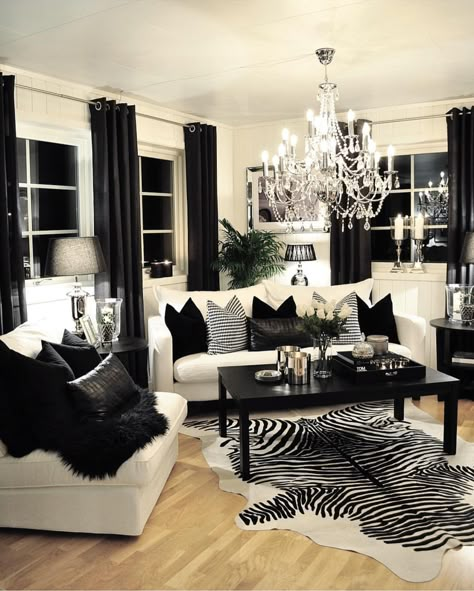 Glam Living Room Decor, Black Living Room Decor, Black And White Living Room, Glam Living, Glam Living Room, Black Living Room, Living Room Decor Cozy, White Living Room, Elegant Living Room