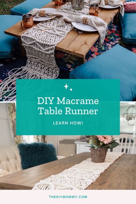 New to macrame? No problem! This beginner-friendly tutorial will help you craft a gorgeous DIY macrame table runner with simple knots and techniques. Macrame Table Runner Pattern, Macrame Table Runner Diy Tutorial, Macrame Table Runner, Table Runner Diy, Hanging Table, Macrame Hanging, Table Runner Pattern, Macrame Diy, Table Runners