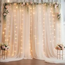 Curtains With Lights, Curtain With Lights, Fairy Light Backdrops, Tulle Backdrop, Backdrop Curtains, Bridal Shower Backdrop, Curtain Backdrops, Light Backdrop, Wedding Ceremony Backdrop