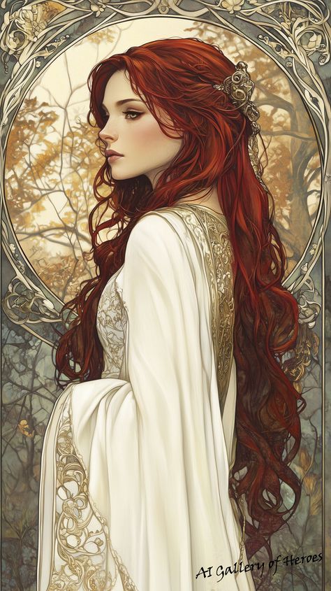 The Female Reproductive System, Redhead Art, Vintage Wallpapers, Female Reproductive System, Red Hair Woman, Fantasy Princess, White Gown, Dungeons And Dragons Characters, Reproductive System