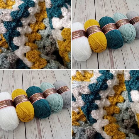 I've added this teal and mustard yarn pack to the website (link in bio) it's £8.50 and includes 5 x 100g balls of stylecraft special dk 😍😍 Crochet Colours Combinations, Crotchet Colour Combinations, Cute Crochet Color Combinations, Colour Combinations Crochet, Crochet Blanket Color Palette, Afghan Color Combinations, Crochet Afghan Colors Combinations, Crochet Blanket Ideas Color Combinations Colour Palettes, Yarn Color Combos