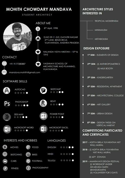 Architectural Student Resume for Internship Resume For Design Student, Internship Resume Student, Architectural Internship Cv, Architecture Student Cv For Internship, Cv For Architecture Student, Architectural Resume Design, Architectural Cv Design Ideas, Cv Architecture Student, Architectural Cv Resume Architects