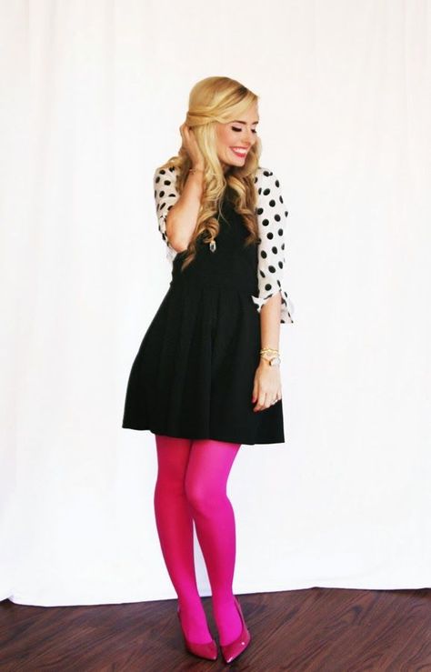 Dress With Tights Outfit, Color Tights, Colored Tights Outfit, Pink Tights, Grunge Dress, Colored Tights, Romantic Outfit, Fashion Tights, Pageant Dress