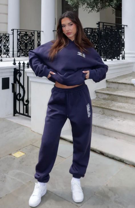 please follow our account to see more useful products Blue Sweatsuit, Useful Products, Airplane Mode, Oversized Hoodie, White Fox, Maxi Dress Party, Oversize Hoodie, Drawstring Waistband, Cropped Leggings