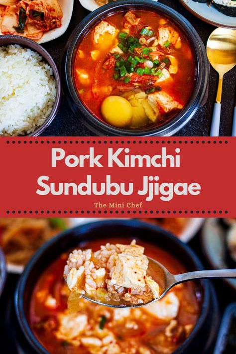 Sundubu jjigae is one of the most popular stews in Korea and for good reason. It is so easy to make but packed with amazing flavors and textures and pairs beautifully with a simple bowl of rice! #korean #stew #soup #tofu #easyrecipe Tofu Stew Recipe, Sundubu Jjigae, Korean Stew, Soft Tofu Stew, Rice Korean, Jjigae Recipe, Tofu Stew, Soft Tofu, Bowl Of Rice