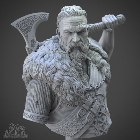 Vikings Statue, Viking Longboat, Viking Warrior Tattoos, Norse Design, Zbrush Character, Viking Logo, Viking Men, Warrior Tattoos, 3d Printing Projects