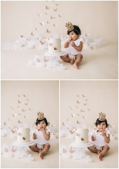 First Birthday Butterfly Theme Photoshoot, Cake Smash White Backdrop, Cake Smash Ideas Girl, Cake For Cake Smash, Girl Cake Smash Ideas, Butterfly Cake Smash, Cake Smash Ideas, Butterfly 1st Birthday, Cake Smash Inspiration