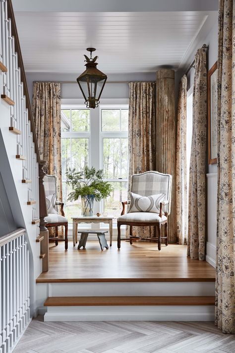 Modern Farmhouse Curtains, Sarah Richardson Design, Sarah Richardson, Kabinet Dapur, Window Treatments Living Room, Design Boards, Stair Case, Farmhouse Curtains, Foyer Decorating