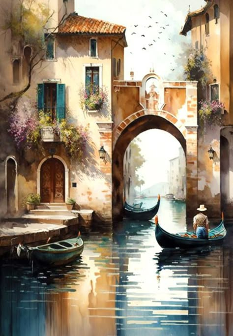 Venice Italy Watercolor Paintings, Venice Italy Painting, Sepia Art, Venice Painting, Iphone Wallpaper Aesthetic, Europe Italy, Italy Painting, Wallpaper Iphone Wallpaper, Cottage Art