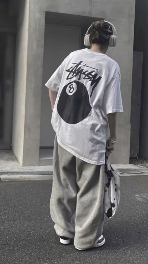 #stussy Stussy Mens Outfit, Stussy Outfit Men, Streetwear Fashion Japan, Stussy Outfits, Stussy Outfit, Stussy Fashion, 8 Ball Design, Boy Streetwear, Stussy Clothing