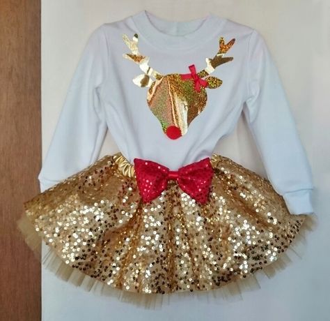 Christmas Gift Drawing, Dress Designs For Stitching, Kids Christmas Dress, Xmas Costumes, Diy Ugly Christmas Sweater, Christmas Tutu, Gold Tulle, Toddler Tutu, Cute Couple Halloween Costumes