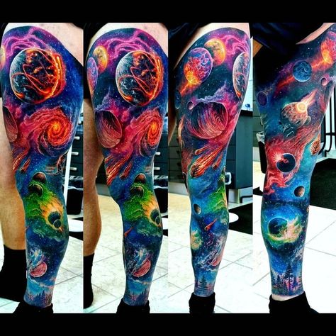 GALAXY LEG SLEEVE | COLOR Galaxy Leg Tattoos Women, Leg Sleeve Color, Watercolor Galaxy Tattoo, Galaxy Tattoo Sleeve, Tattoos 2024, Galaxy Tattoo, Galaxy Planets, Leg Tattoos Women, Leg Sleeve Tattoo