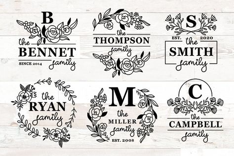 Family Monogram Sign, Family Name Svg, Last Name Monogram, Family Monogram, Monogram Signs, Last Name Signs, Family Sign, Silhouette Portrait, Family Name Signs