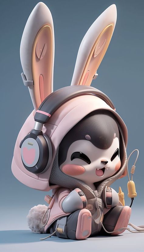 Stylized Cat Drawing, Cute Chibi Bunny, Mascot Design Character, Bunny Character Design, 3d Chibi, Design A Character, Bunny Mascot, Chibi Bunny, Playful Artwork