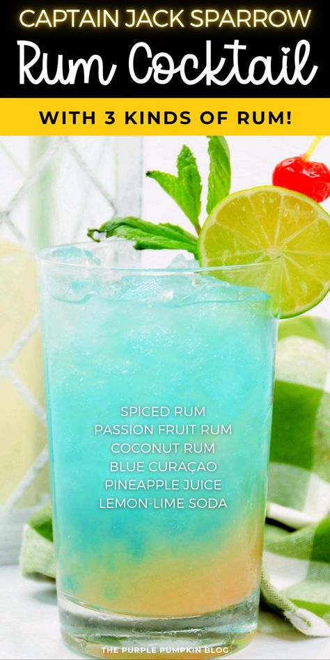 Everybody loves Pirates of the Caribbean and now you can harness your inner buccaneer with this fabulous Captain Jack Sparrow Rum Cocktail! Be sure to grab 3 different kinds of rum, blue curaçao, and pineapple juice and remind any who will listen that “this is the day you will always remember as the day you almost caught Captain Jack Sparrow”!!! Caribbean Drinks, Passion Fruit Syrup, Cocktail Drinks Alcoholic, This Is The Day, Yummy Alcoholic Drinks, Summertime Drinks, Rum Cocktail, Fancy Drinks, Mixed Drinks Recipes