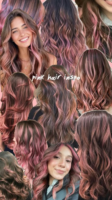 Undercolor Hair, Pink Blonde Hair, Dark Brunette Hair, Dip Dye Hair, Hair Color Underneath, Long Hair Tips, Hair Color Streaks, Dyed Hair Inspiration, Pink Highlights