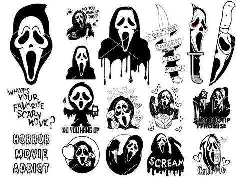 Ghost Face Svg, Scream Svg, Horror Movie Tattoos, Movie Tattoo, Ghostface Scream, Movie Tattoos, Scary Tattoos, Theme Tattoo, Spooky Tattoos