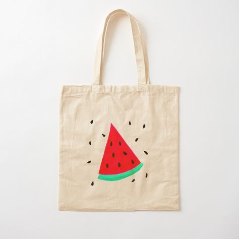 Get my art printed on awesome products. Support me at Redbubble #RBandME: https://www.redbubble.com/i/tote-bag/Watermelon-by-EdasArtPalette/163643213.P1QBH?asc=u Totebag Painting, Handpainted Tote, Handpainted Tote Bags, Painted Tote, Elementary Art Projects, Fabric Accessories, Bag Ideas, Elementary Art, Print Tote