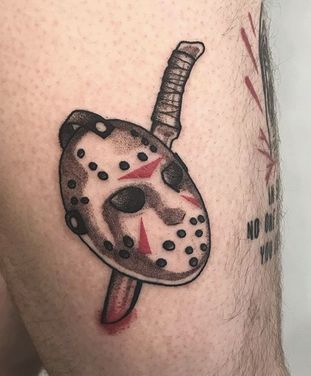 Jason Vorhees Tattoo, Bad Face Tattoos, Easy Tattoos To Draw, Friday The 13th Tattoo, Horror Movie Tattoos, Wrist Tattoo Ideas, Wrist Tattoo Designs, Tattoos Inspo, Armband Tattoos