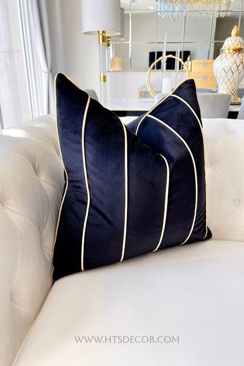 - Material: Luxury Velvet - Size: 22" X 22"- Suggested Pillow inset 22" or 23" Feather insert Velvet Cushion Covers, Afro Glam, Blue Velvet Couch, Black Living Room Decor, Luxury Pillows Decorative, Contemporary Cushions, Contemporary Pillows, Futuristic Furniture, Living Room Design Inspiration