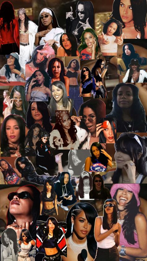 This is a collage, with the theme “Aaliyah” or “Aaliyah-core” Aaliyah Core, Aaliyah Aesthetic, Aaliyah Hair, Music Collage, A Collage, Quick Jokes, Nature Aesthetic, Aaliyah, Collage