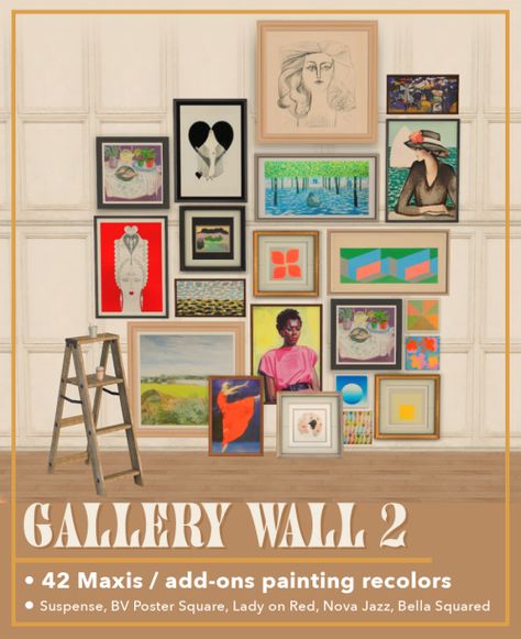 Sims 4 Gallery Wall Cc, Sims 4 Wall Hangings Cc, Sims 2 Paintings Cc, Sims 4 Wall Art Cc, Sims 4 Wall Art, Thrift Store Art, Square Painting, Sims 4 Cc Furniture, Eclectic Art