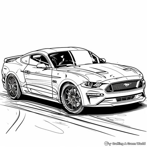 Mustang Coloring Pages, Coloring Pages Cars, Mustang Tattoo, Mustang Drawing, Mustang Art, Sports Cars Mustang, Car Hub, 2017 Mustang, Cars Coloring