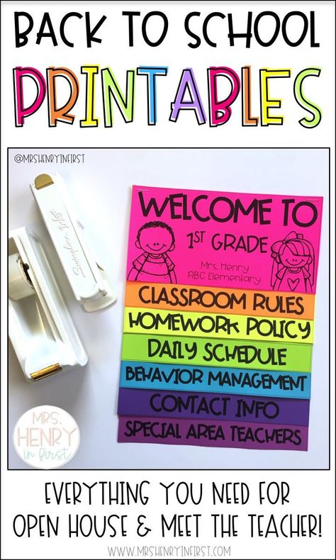 Back To School Highschool, Back To School Printables, School Open House, Deco Font, School Mom, Classroom Strategies, Teacher Templates, Children Activities, Back To School Night