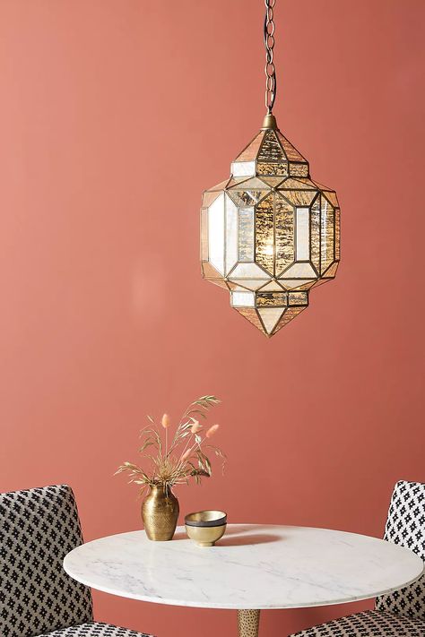 Marquise Lantern Pendant | Anthropologie New Build Living Room, Indian Kitchen Design, Pink Lantern, Tabletop Lamp, Pendant Lights For Kitchen, Geometric Lamp, Glass Lamp Base, Stained Glass Lamp, Tiffany Style Lamp