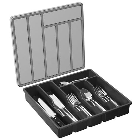 Cutlery Drawer Organization, Silverware Storage, Silverware Organizer, Kitchen Drawer Storage, Creative Storage Ideas, Cutlery Organizer, Utensil Drawer Organization, Utensil Tray, Cutlery Drawer