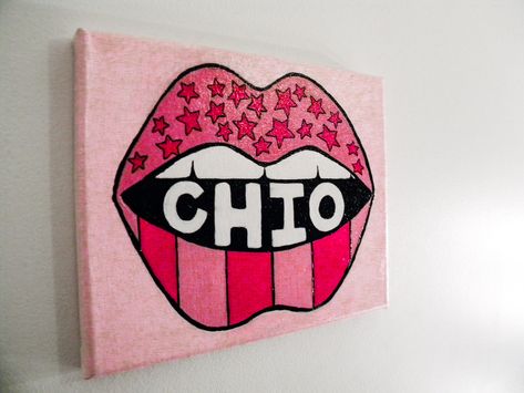 Chi Omega Paintings Canvases, Aoii Canvas Ideas, Chi Omega Canvas Painting, Chi O Canvas, Sorority Artwork, Chi Omega Paintings, Sorority Canvas Ideas, Sorority Canvas Art, Chi Omega Canvas