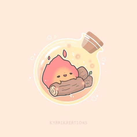 KyariKreations 🍋 on Instagram: “Calcifer being cozy and adorable 🔥✨ . I am working on a new project, so I haven’t had the time to draw new sticker designs, but I’m super…” Calcifer Art, Witchy Doodles, Howl's Moving Castle Calcifer, 하울의 움직이는 성, Studio Ghibli Fanart, Studio Ghibli Background, Studio Ghibli Characters, Howls Moving, Ghibli Artwork