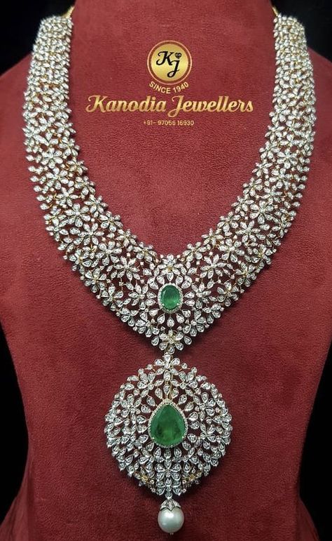 Gold Bridal Jewellery Indian, Diamond Long Haram, Latest Diamond Necklace Designs, Jewellery Design Gold, Rani Har, Gold Bridal Jewellery, Diamond Haram, Diamond Jewlery, Latest Gold Jewellery