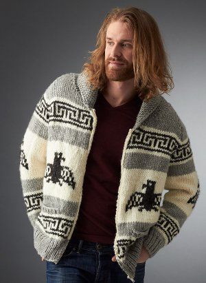 Men's Nordic Cardigan | AllFreeKnitting.com I like the sweater but I think the model is pretty hot too. Mens Knit Sweater Pattern, Cowichan Sweater, Mens Knit Sweater, Knit Cardigan Pattern, The Dude, Style Sweaters, Knit Men, Cardigan Pattern, Sweater Knitting Patterns