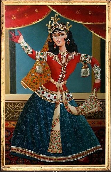 Qajar Painting Qajar Painting, Ancient Persian Art, Qajar Dynasty, Persian Women, Iran Culture, Persian Fashion, Persian Art Painting, Persian Miniature, Dance Paintings