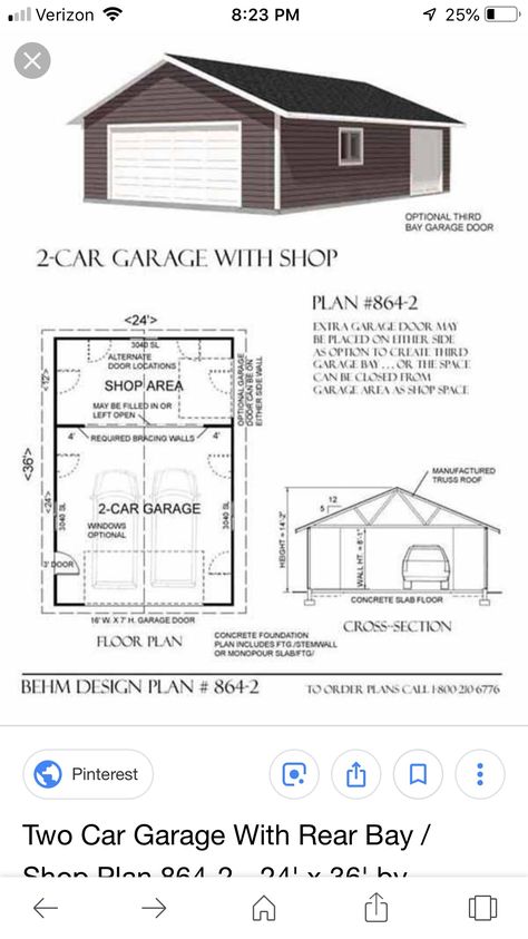 20x30 Shop Plans, Two Car Garage Measurements, 2 Car Garage Dimensions, 2 Car Garage Plans Detached Loft, Garage Blueprints, 20x24 Storage/ Workshop Floor Plans, 24x36 Garage, Diy Garage Plans, 30x30 Garage Plans With Loft