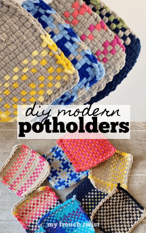 Weaving Pot Holders, Craft Loops Projects, Loop Loom Patterns Pot Holders, Woven Potholder Patterns, Weave Potholders, Potholders Diy, Pot Holders Diy, Weaving Potholders, Potholder Diy