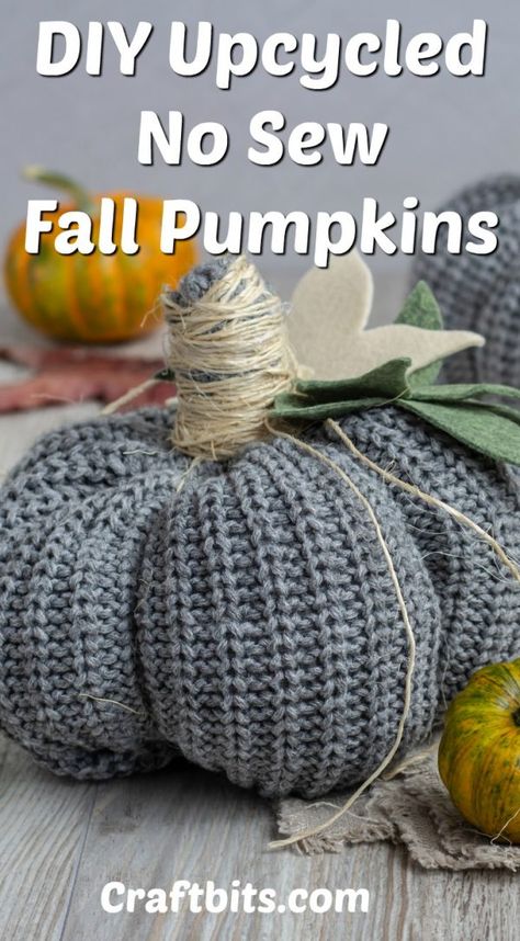 No Sew Sweater Halloween Pumpkins — CraftBits.com How To Make Fabric Pumpkins No Sew, Diy Sweater Pumpkins No Sew, Homemade Fabric Pumpkins, Fabric Pumpkins Diy No Sew, Sweater Pumpkins No Sew, Pumpkin Sweaters, Fabric Pumpkins No Sew, Sew Sweater, Knit Pumpkins