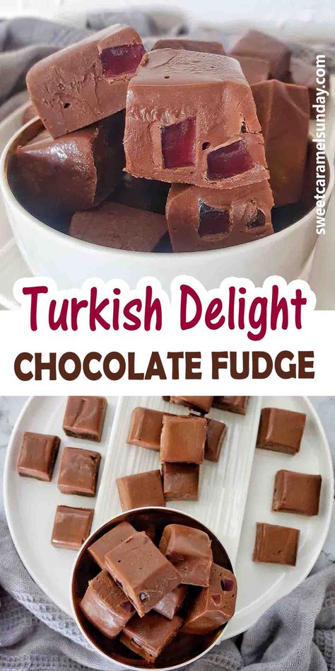 Turkish Delight Fudge is a quick and easy recipe! Simple melt and mix the ingredients, place in the fridge and then cut into individual fudge pieces. #easyrecipe @sweetcaramelsunday Turkish Delight Slice, Easy Turkish Delight Recipe, Quick Fudge Recipe, Homemade Turkish Delight, Turkish Delight Recipe, Turkish Recipes Desserts, Slow Cooker Fudge, Choc Fudge, Janes Patisserie