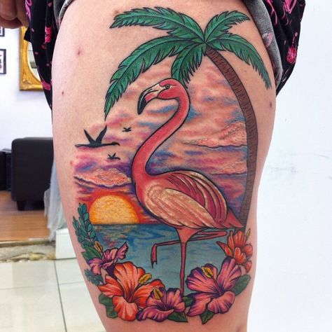 Flamingo sunset tattoo Mission Tattoo, Flamingo Tattoos, Animal Tattoos For Women, Swan Tattoo, Flamingo Tattoo, Tattoo Uk, Paradise Tattoo, Sunset Tattoos, Sak Yant Tattoo