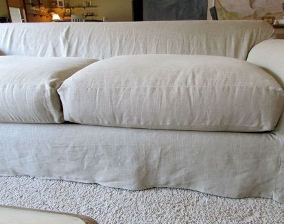 Tutorial for a Linen Slipcovered Couch | Hometalk Diy Couch Cover, Diy Sofa Cover, Linen Slipcover, Linen Board, Farm Diy, Linen Couch, Tennessee House, Custom Slipcovers, Diy Upholstery