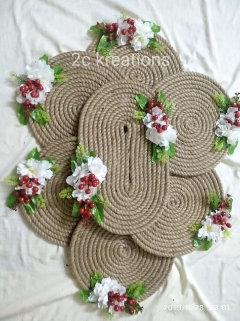 Table Mats Ideas Handmade, Table Mats Ideas, Daining Table, Jute Yarn, Diy Placemats, Dining Table Mats, Ideas Handmade, Centre Piece, Diy Rug