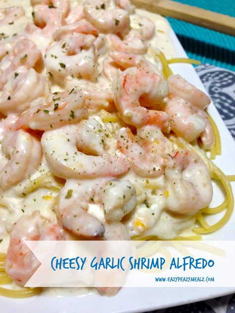 cheesy garlic shrimp alfredo Garlic Shrimp Alfredo, Shrimp And Pasta, Shrimp Alfredo, Homemade Alfredo, Shrimp And Grits, Shrimp Dishes, Garlic Shrimp, How To Cook Shrimp, Spaghetti Squash