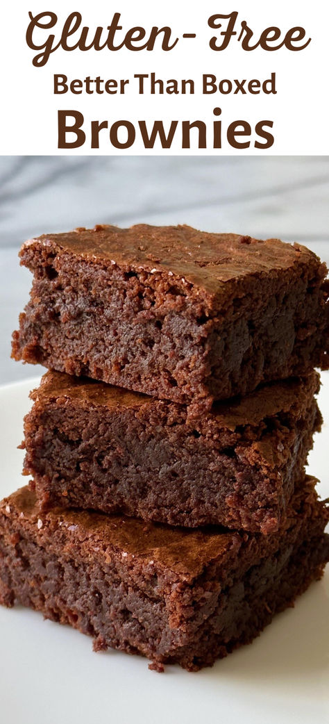 Chocolaty, the perfect balance between chewy and fudgy (with a fudgier option!), a classic crinkly top and so yummy! This homemade gluten-free brownie recipe is so quick, so easy and so delicious, you'll no longer need a boxed brownie mix in your pantry! Gluten Free Sweet Treats Easy To Make, Gluten Free Flour Brownies, Gluten Free Walnut Brownies, Gluten Free Brownie Recipe Easy, Gluten Free And Dairy Free Recipes Desserts, Sugarfree Brownie Recipe, Gluten Free Brownie Recipe Almond Flour, Homemade Gluten Free Brownies, Gluten Free Bar Recipes