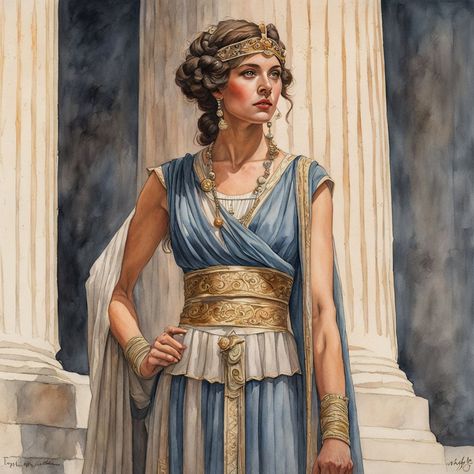 Ancient Rome Dress Aesthetic, Roman Inspired Outfits, Antica Grecia Aesthetic, Ancient Roman Clothing Woman, Roman Female Clothing, Ancient Rome Dress, Ancient Rome Outfits, Roman Woman Art, Ancient Greek Clothing Woman