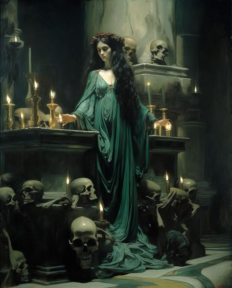 Necromancer Aesthetic Outfit, Necromancy Art, Necromancer Oc, Necromancer Aesthetic, Necromancer Art, Phantom Painting, Moody Art, Occult Art, Goth Art