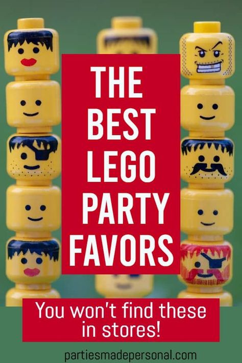 Lego Party Bag Ideas, Lego Favors Ideas, Lego Themed Party Favors, Lego Favor Bags, 10 Party Theme, Best Birthday Party Favors, Lego Birthday Favors, Lego Party Favors For Kids Birthday, Lego Party Cake