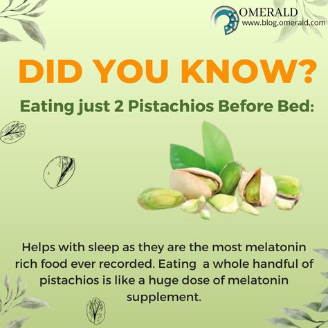 Helps with sleep as they are the most melatonin-rich foods ever recorded. Eating a handful of pistachios is like taking a massive dose of melatonin supplements. Pinterest:https://rb.gy/lohsgj Melatonin Supplements, Pistachio, Did You Know, Sleep