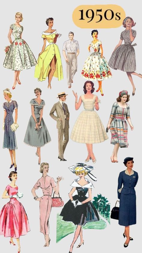 Womans 50s Fashion, Fashion Throughout The Decades, Barbie 50s Fashion, 1950s Outfits For Women, 1950s American Fashion, 1950s British Fashion, 50s Fashion Illustration, 50s Fashion Magazine, 1950s Pinup Fashion