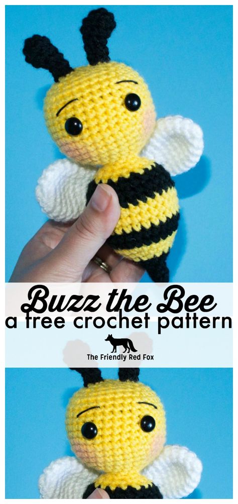 Crochet Bee Pattern - thefriendlyredfox.com Crochet Bee Pattern, Bee Crochet, Bee Pattern, Smen, Crochet Bee, Easy Crochet Projects, Beginner Crochet Projects, Crochet Amigurumi Free, Cute Amigurumi